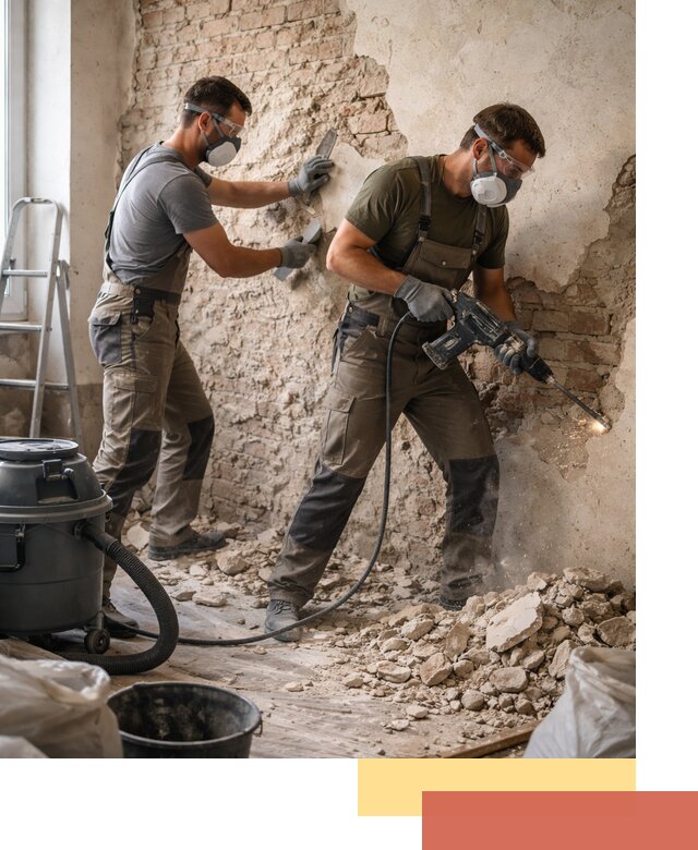 Демонтаж штукатурки со стен в Ивантеевке быстро и аккуратно