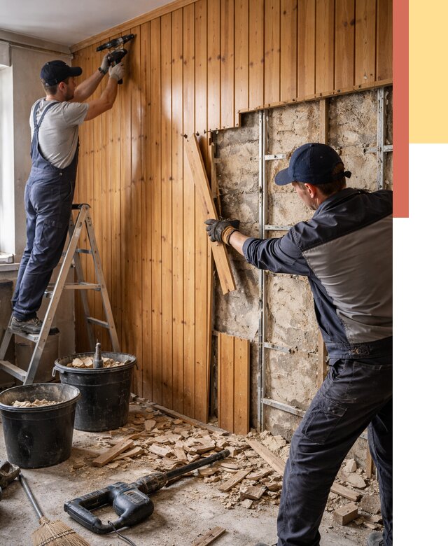 Демонтаж вагонки со стен в Ивантеевке от 1492 руб. — снятие, удаление, срочно | ОТДЕЛОЧНИК-Внт