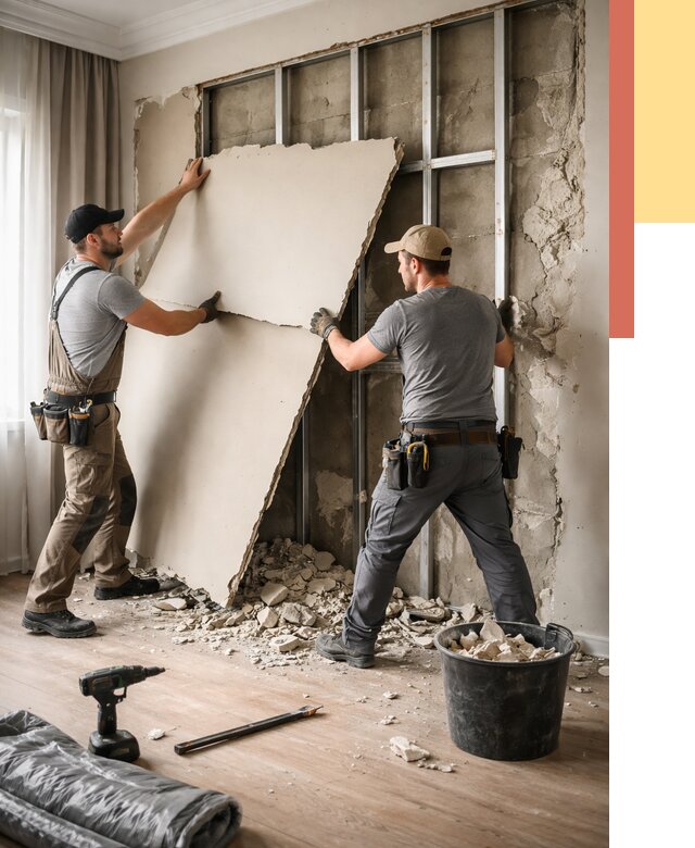 Демонтаж гипсокартона со стен в Ивантеевке от 360 руб. — услуги демонтажа | ОТДЕЛОЧНИК-Внт