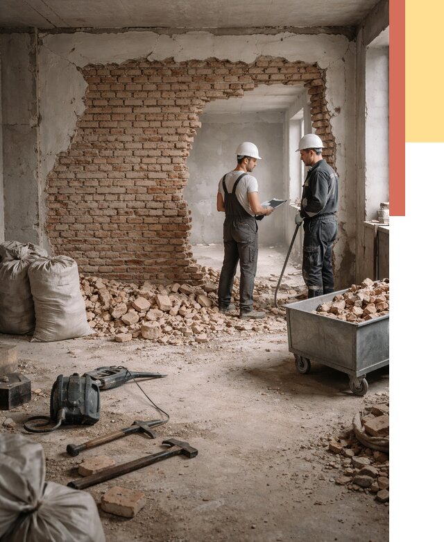 Демонтаж кирпичных стен в Ивантеевке от 4321 руб. — быстро, недорого, под ключ | ОТДЕЛОЧНИК-Внт