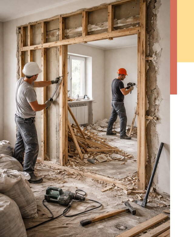 Демонтаж деревянных перегородок в Ивантеевке от 3292 руб. — быстро и недорого | ОТДЕЛОЧНИК-Внт