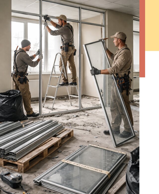 Демонтаж алюминиевых перегородок в Ивантеевке от 4321 руб. — быстро и недорого | ОТДЕЛОЧНИК-Внт