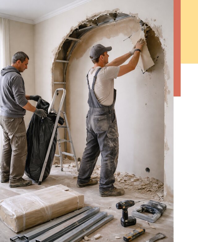 Демонтаж арки из гипсокартона в Ивантеевке от 3600 руб. — услуги под ключ | ОТДЕЛОЧНИК-Внт