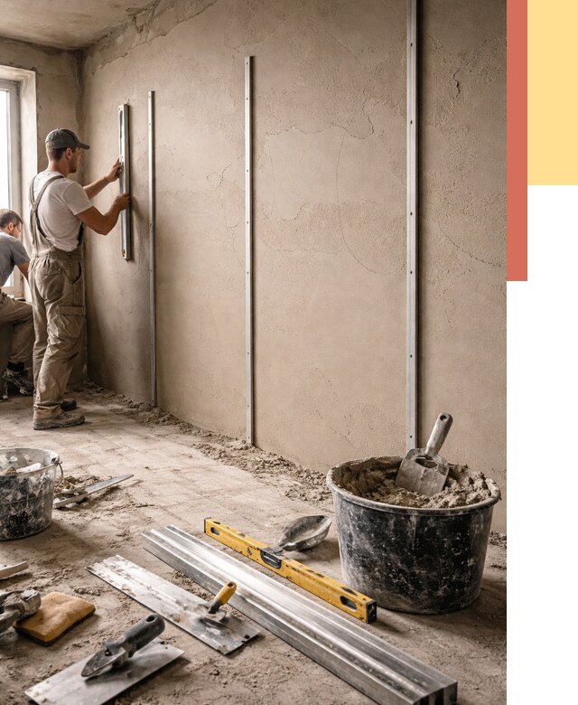 Штукатурка стен по маякам в Ивантеевке от 5658 руб./м² — выравнивание под ключ | ОТДЕЛОЧНИК-Внт