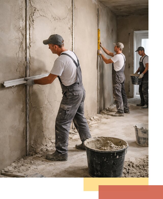 Штукатурка стен по маякам в Ивантеевке — точная и ровная поверхность