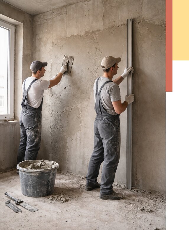 Штукатурка бетонных стен в Ивантеевке от 4629 руб/м² — качественно и быстро | ОТДЕЛОЧНИК-Внт