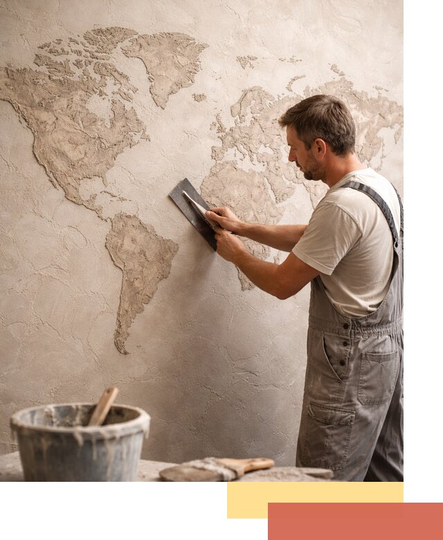 Декоративная штукатурка «Карта мира» под ключ в Ивантеевке