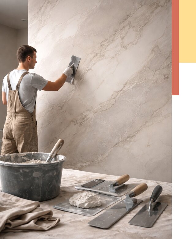 Декоративная штукатурка под мрамор в Ивантеевке от 2880 руб./м² — быстро и недорого | ОТДЕЛОЧНИК-Внт