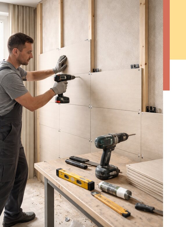 Монтаж МДФ панелей на стены в Ивантеевке от 1286 руб. под ключ | ОТДЕЛОЧНИК-Внт