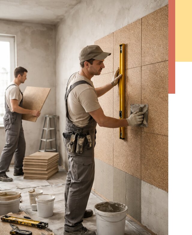 Монтаж пробковых панелей на стены в Ивантеевке от 3600 руб. — ОТДЕЛОЧНИК-Внт