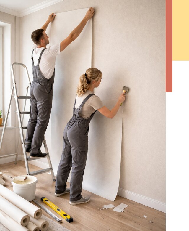 Поклейка флизелиновых обоев в Ивантеевке от 6172 руб. | Быстро и недорого — ОТДЕЛОЧНИК-Внт