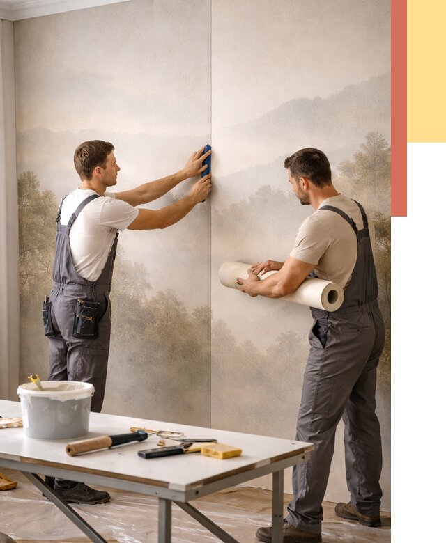 Поклейка фотообоев в Ивантеевке от 8744 руб/м² — быстро и недорого | ОТДЕЛОЧНИК-Внт