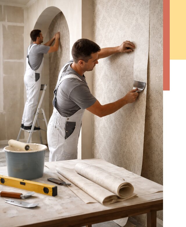 Поклейка обоев на сложные стены в Ивантеевке от 2880 руб. под ключ | ОТДЕЛОЧНИК-Внт