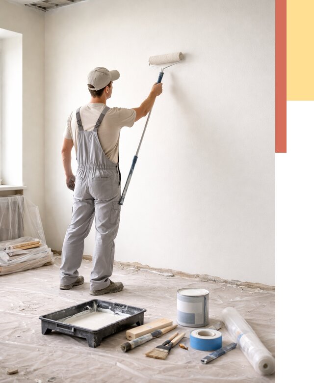 Покраска стен водоэмульсионной краской в Ивантеевке от 463 руб. за м² | ОТДЕЛОЧНИК-Внт