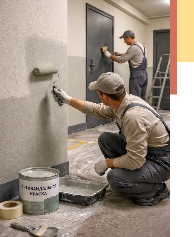Покраска стен антивандальной краской в Ивантеевке от 4629 руб./м² под ключ | ОТДЕЛОЧНИК-Внт