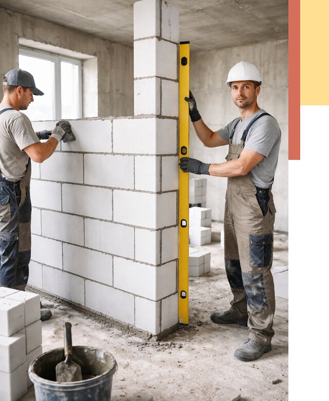 Кладка перегородок из пеноблока в Ивантеевке от 1852 руб. под ключ | ОТДЕЛОЧНИК-Внт