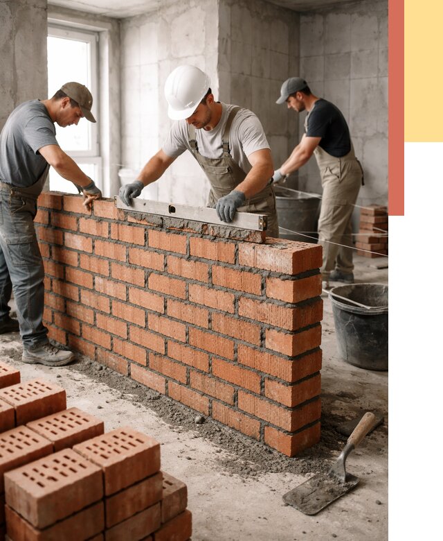 Кладка перегородок из кирпича в Ивантеевке от 3600 руб. за м² | ОТДЕЛОЧНИК-Внт