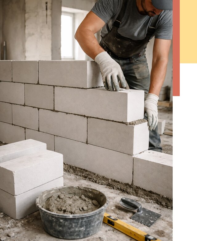 Кладка перегородок из силикатного блока в Ивантеевке от 4115 руб. под ключ | ОТДЕЛОЧНИК-Внт