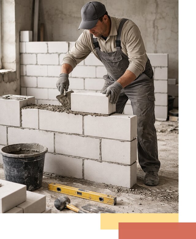 Кладка перегородок из силикатного блока в Ивантеевке