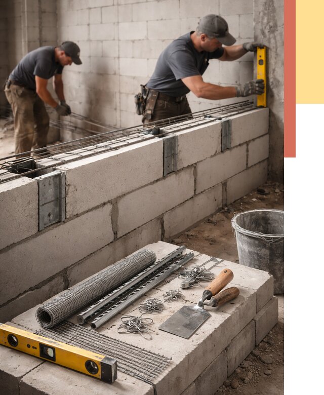 Армирование кладки перегородок в Ивантеевке от 772 руб. под ключ | ОТДЕЛОЧНИК-Внт