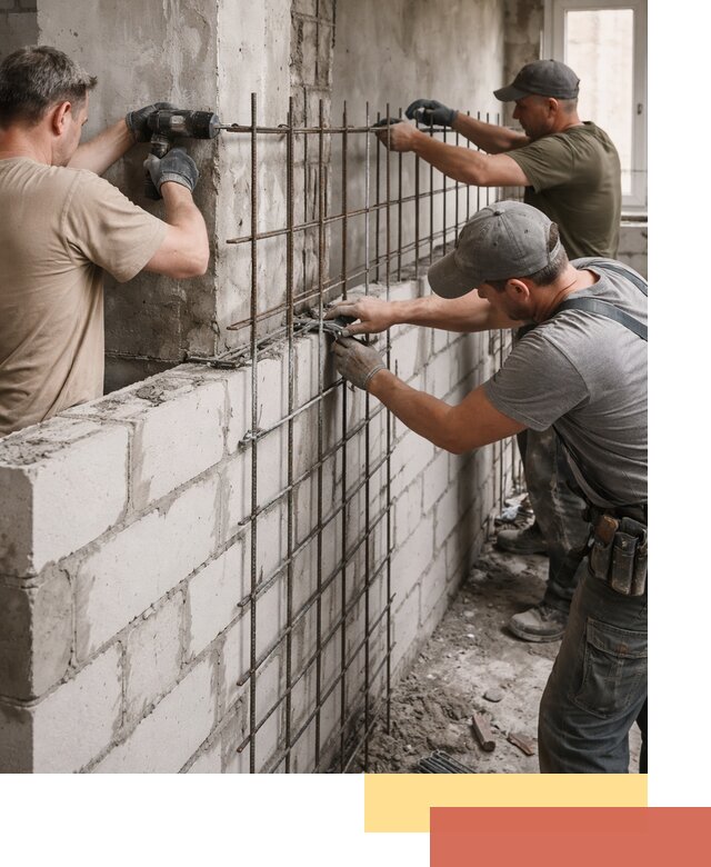 Армирование кладки перегородок в Ивантеевке профессионально и надёжно