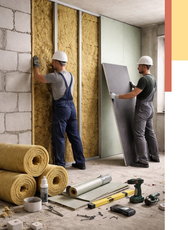 Шумоизоляция перегородок из блоков в Ивантеевке от 1903 руб./м² — быстро и недорого | ОТДЕЛОЧНИК-Внт