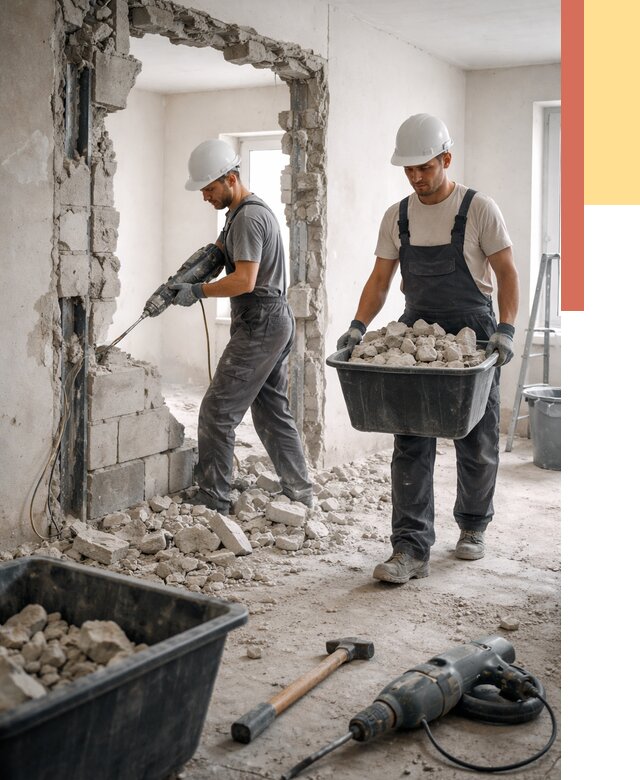 Демонтаж блоковых перегородок в Ивантеевке от 3858 руб. — быстро и недорого | ОТДЕЛОЧНИК-Внт