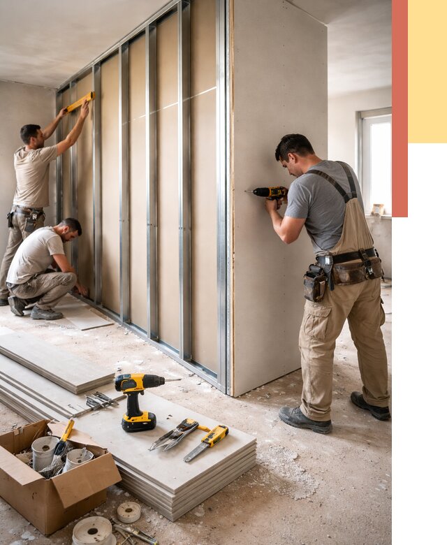 Монтаж однослойной перегородки из гипсокартона в Ивантеевке от 669 руб. | ОТДЕЛОЧНИК-Внт