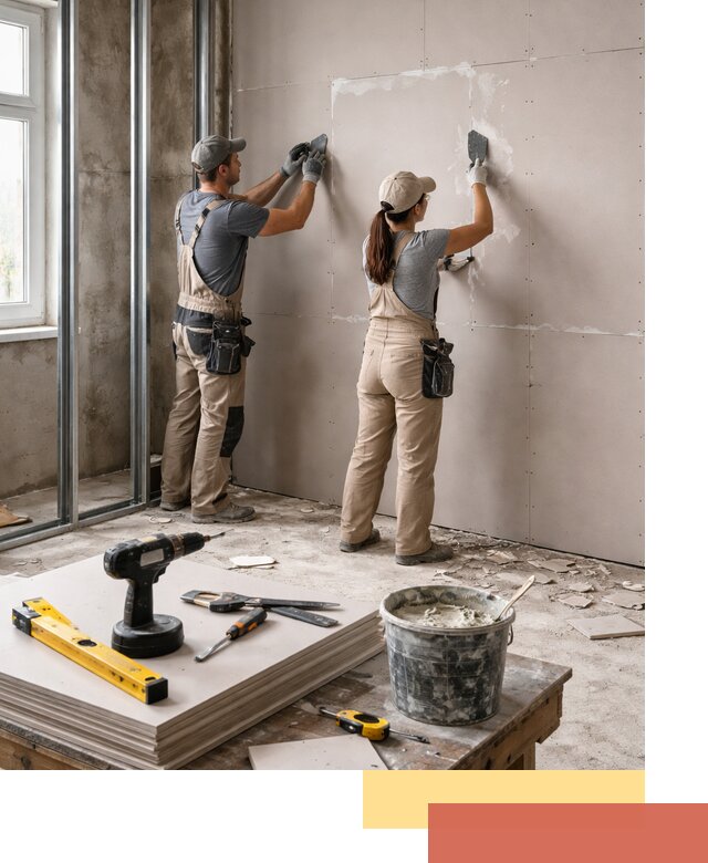 Монтаж двухслойной перегородки из гипсокартона в Ивантеевке