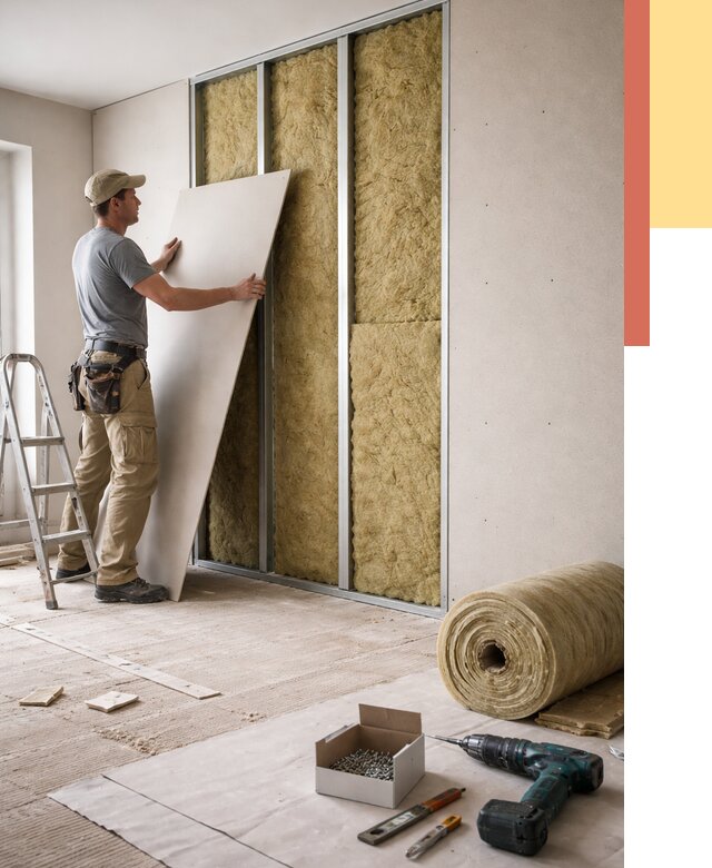 Перегородка из гипсокартона с шумоизоляцией в Ивантеевке от 3210 руб. | ОТДЕЛОЧНИК-Внт