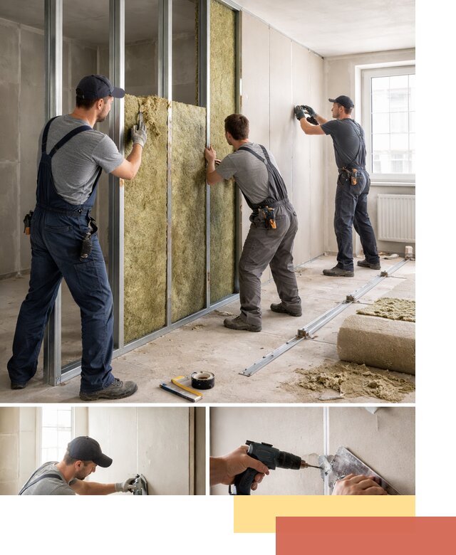 Перегородка из гипсокартона с шумоизоляцией в Ивантеевке — монтаж под ключ