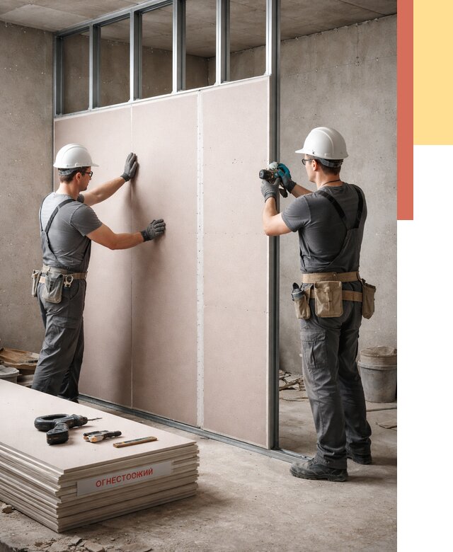 Перегородка из огнестойкого гипсокартона в Ивантеевке от 1903 руб. под ключ | ОТДЕЛОЧНИК-Внт