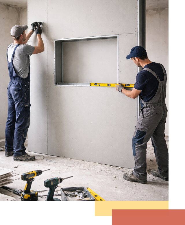 Перегородка из гипсокартона с нишей под декор в Ивантеевке