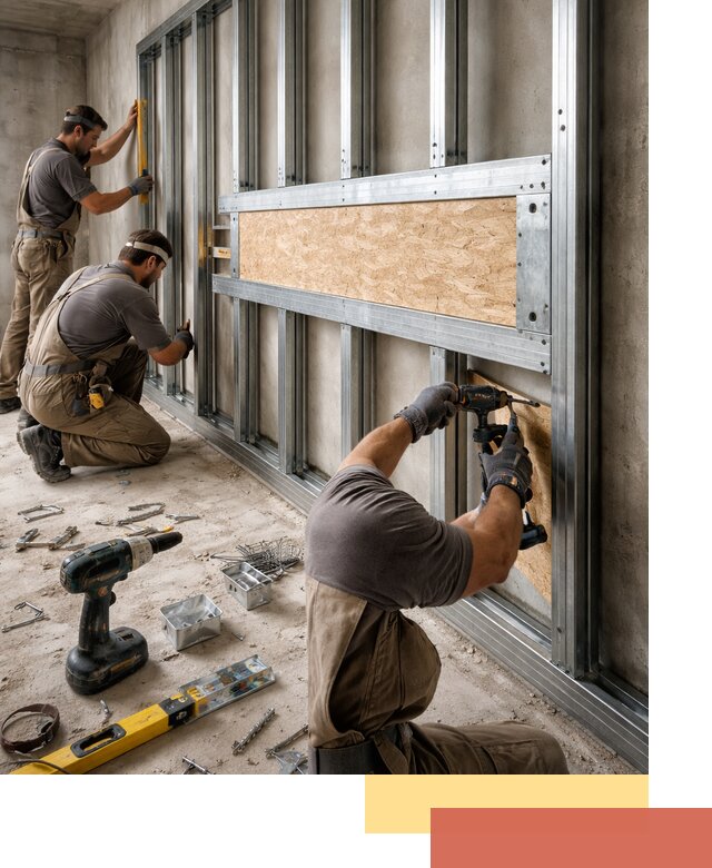 Усиленная перегородка для крепления тяжёлых конструкций в Ивантеевке