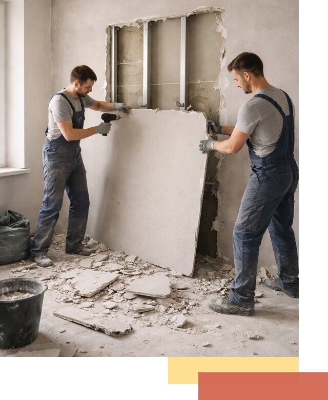 Демонтаж перегородки из гипсокартона в Ивантеевке быстрый и аккуратный