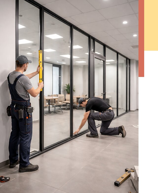 Каркасные стеклянные перегородки в Ивантеевке под ключ от 9464 руб. | ОТДЕЛОЧНИК-Внт