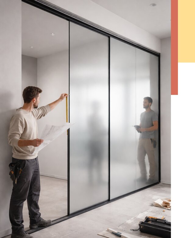 Матовые стеклянные перегородки в Ивантеевке от 8744 руб. — монтаж и установка | ОТДЕЛОЧНИК-Внт