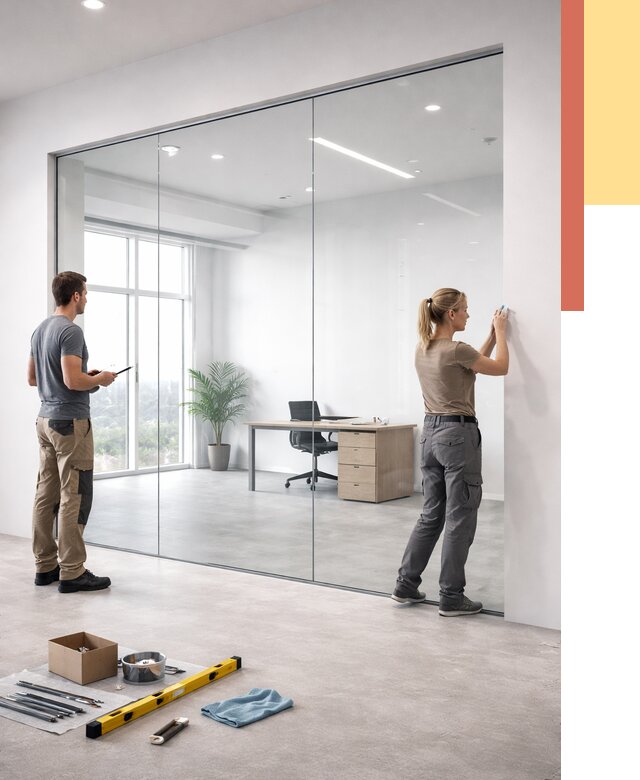 Перегородки из закаленного стекла в Ивантеевке от 9773 руб. под ключ | ОТДЕЛОЧНИК-Внт