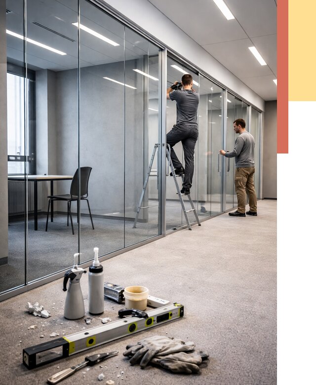 Стеклянные офисные перегородки в Ивантеевке от 8744 руб. — монтаж и установка | ОТДЕЛОЧНИК-Внт