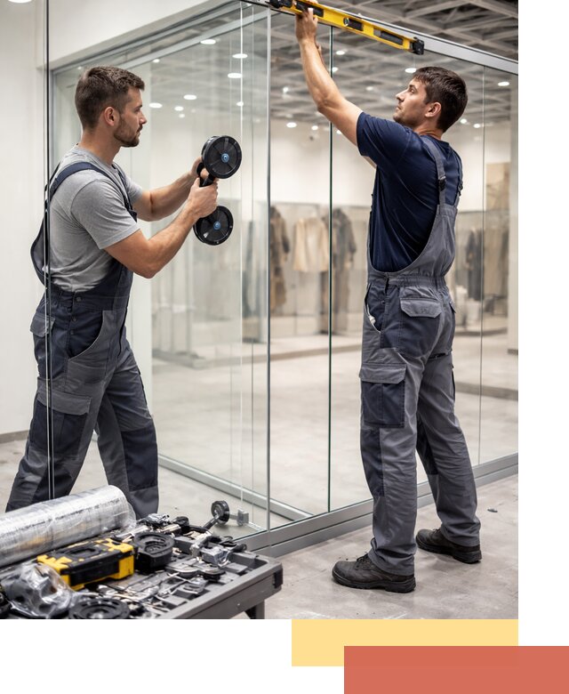 Стеклянные перегородки для магазинов в Ивантеевке — монтаж и установка