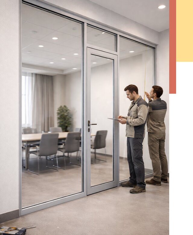 Установка и монтаж алюминиевых перегородок со стеклом в Ивантеевке от 8435 руб. | ОТДЕЛОЧНИК-Внт