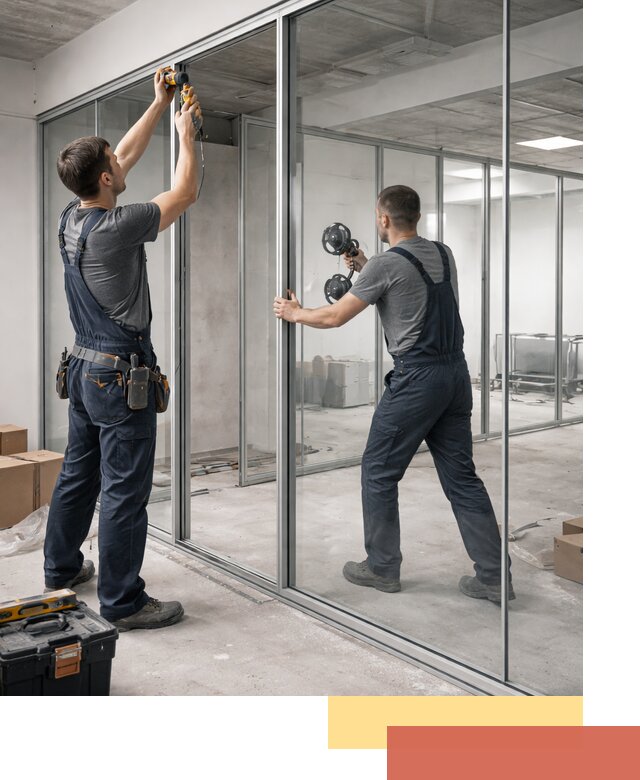 Алюминиевые перегородки со стеклом в Ивантеевке — изготовление и монтаж