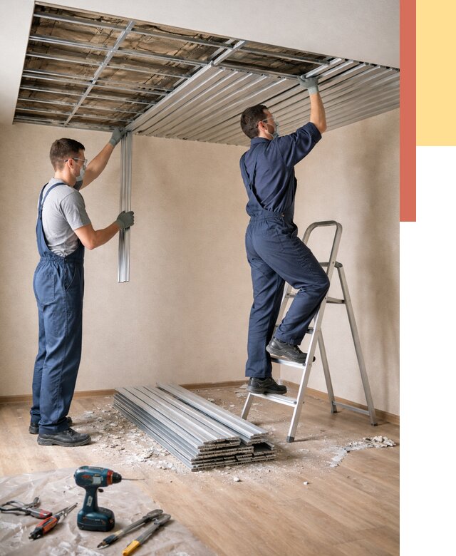 Демонтаж реечного потолка в Ивантеевке от 4629 руб. быстро и недорого | ОТДЕЛОЧНИК-Внт