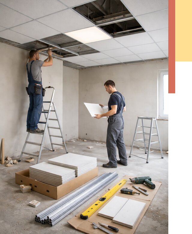 Монтаж потолка армстронг в Ивантеевке от 4629 руб/м2 — быстрая установка под ключ | ОТДЕЛОЧНИК-Внт