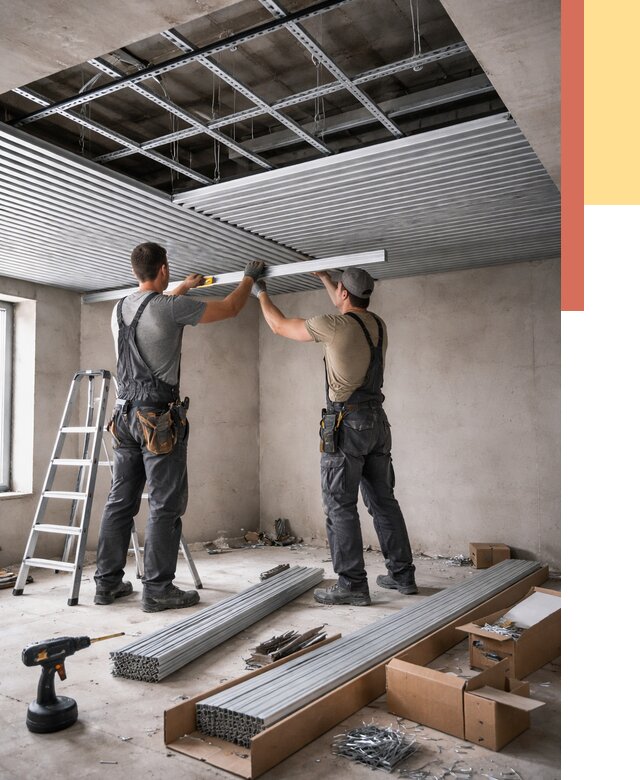 Монтаж реечного потолка в Ивантеевке от 4629 руб. под ключ | ОТДЕЛОЧНИК-Внт