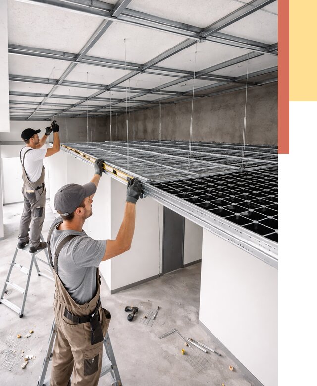 Монтаж потолка грильято в Ивантеевке от 463 руб./м² — быстрая сборка под ключ | ОТДЕЛОЧНИК-Внт