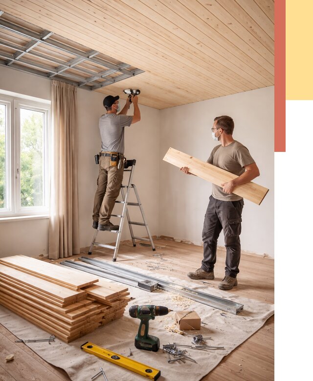 Монтаж потолка из вагонки в Ивантеевке от 6687 руб. | Быстро и недорого — ОТДЕЛОЧНИК-Внт