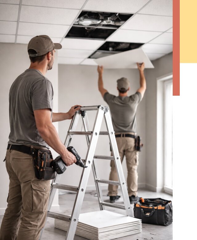 Обслуживание подвесного потолка в Ивантеевке от 3600 руб. — быстро и недорого | ОТДЕЛОЧНИК-Внт