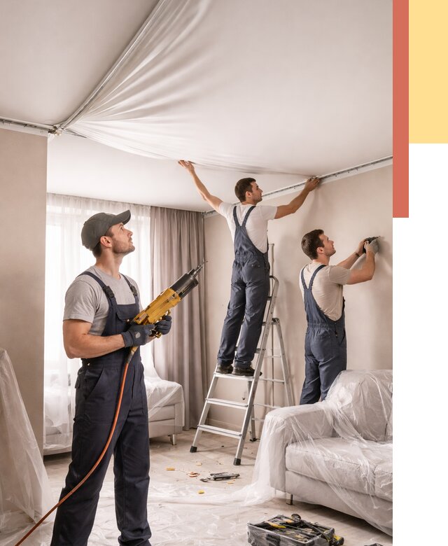 Установка натяжного потолка в Ивантеевке от 4629 руб. | Быстро и недорого — ОТДЕЛОЧНИК-Внт