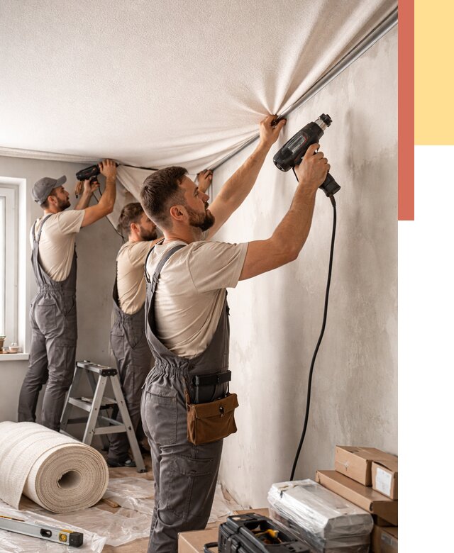 Монтаж фактурного натяжного потолка в Ивантеевке от 772 руб. — ОТДЕЛОЧНИК-Внт